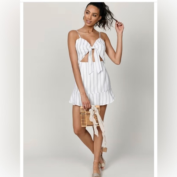 TOBI | Knot Together Navy & White Stripe Dress Sz M - Picture 12 of 12